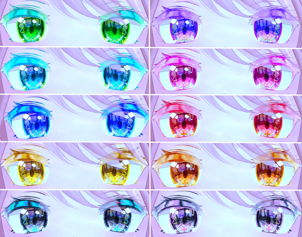 神聖な瞳テクスチャ シィちゃん用 9枚 ファイちゃん、ナユちゃん、ホノカちゃん,デルタフレアちゃん用 16枚