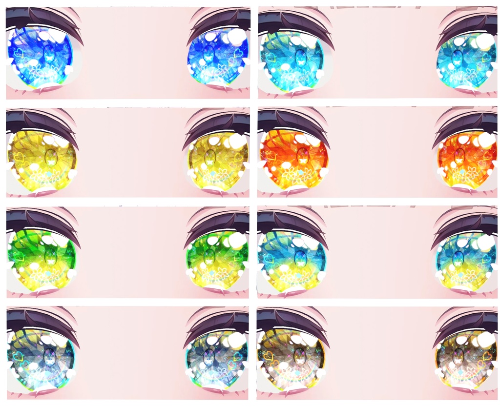 神聖な瞳テクスチャ 16枚 ルシナちゃん、ラスクちゃん、ミントちゃん、ミルクちゃん、カリンちゃん、ライムちゃん用