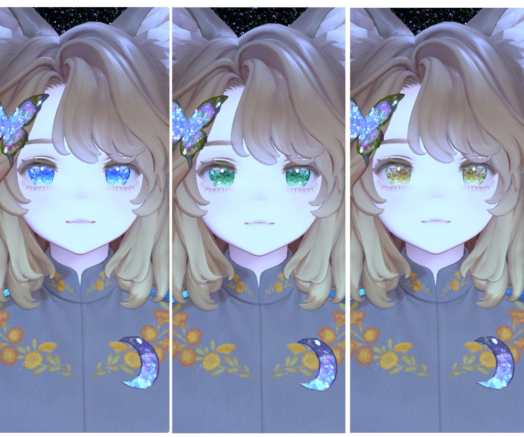 神聖な瞳テクスチャミルティナちゃん、ラシューシャちゃん、凪ちゃん、マリシアちゃん(瞳孔OFF)用16枚 イナバちゃん用18枚