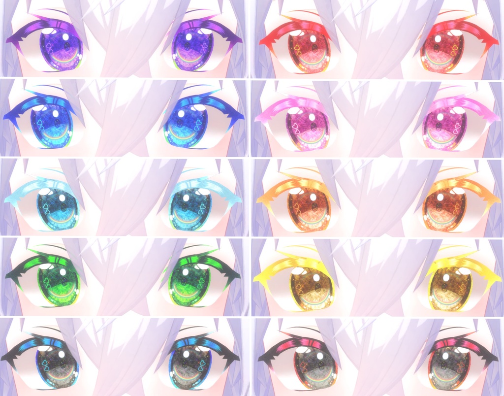 神聖な瞳テクスチャミルティナちゃん、ラシューシャちゃん、凪ちゃん、マリシアちゃん(瞳孔OFF)用16枚 イナバちゃん用18枚