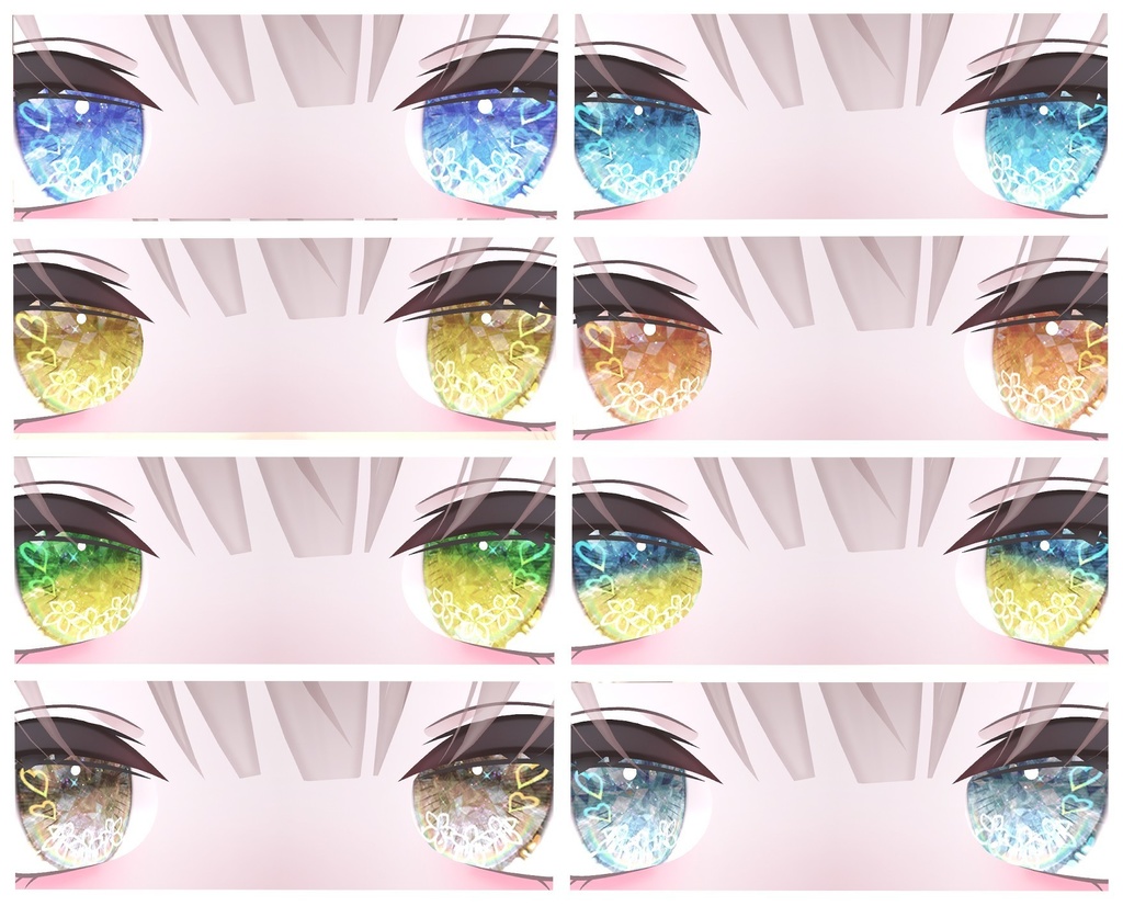 神聖な瞳テクスチャミルティナちゃん、ラシューシャちゃん、凪ちゃん、マリシアちゃん(瞳孔OFF)用16枚 イナバちゃん用18枚