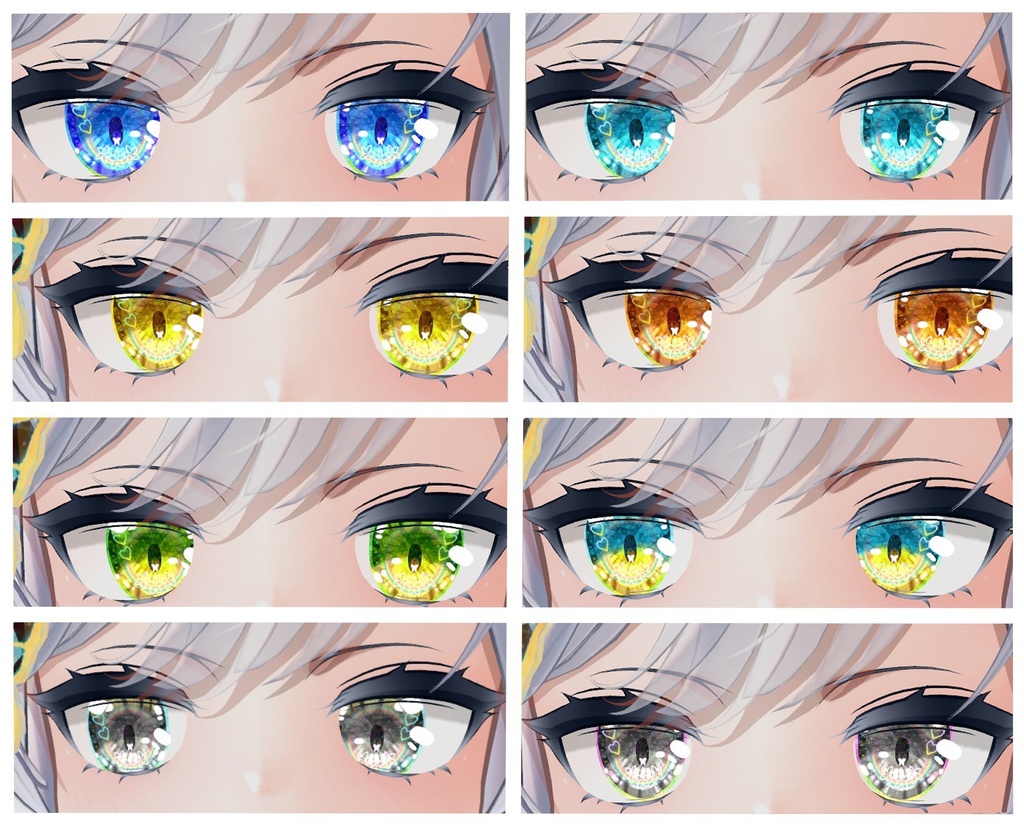 神聖な瞳テクスチャ(eye texture) 16枚 めいゆんちゃん、フィオナちゃん、薄荷ちゃん、森羅ちゃん、New ネコメイドちゃん、萌ちゃん、Bowちゃん用