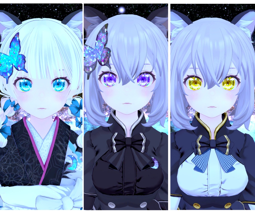 神聖な瞳テクスチャ(eye texture) 16枚 めいゆんちゃん、フィオナちゃん、薄荷ちゃん、森羅ちゃん、New ネコメイドちゃん、萌ちゃん、Bowちゃん用