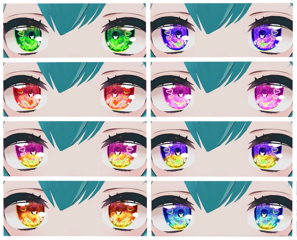 神聖な瞳テクスチャ(eye texture) 16枚 めいゆんちゃん、フィオナちゃん、薄荷ちゃん、森羅ちゃん、New ネコメイドちゃん、萌ちゃん、Bowちゃん用
