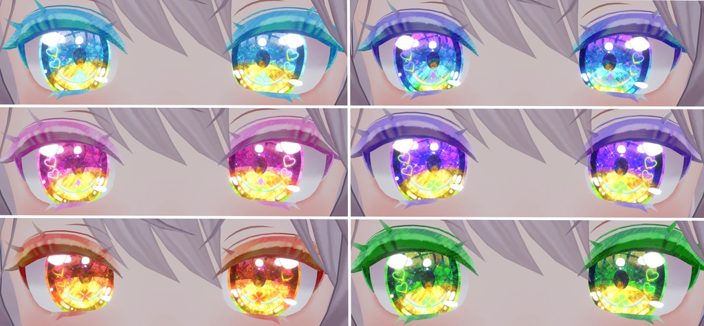 神聖な瞳テクスチャ(eye texture) 16枚 めいゆんちゃん、フィオナちゃん、薄荷ちゃん、森羅ちゃん、New ネコメイドちゃん、萌ちゃん、Bowちゃん用