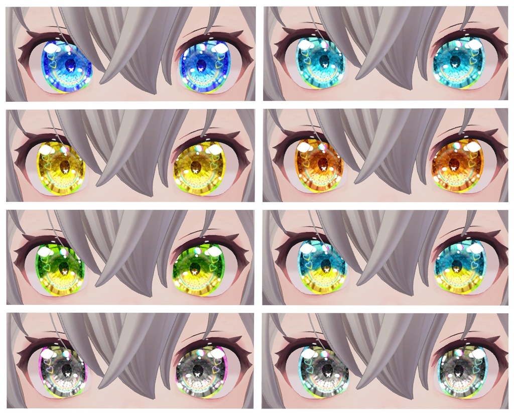 神聖な瞳テクスチャ(eye texture) 16枚 めいゆんちゃん、フィオナちゃん、薄荷ちゃん、森羅ちゃん、New ネコメイドちゃん、萌ちゃん、Bowちゃん用