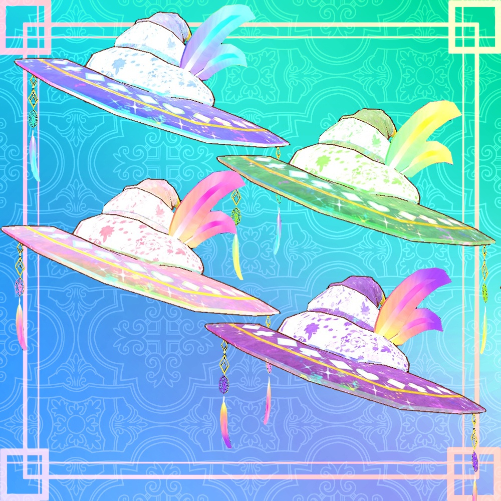 VRC想定 おしゃれな帽子&ハロウィン魔女帽子ver1.2(Happy Halloween!!)