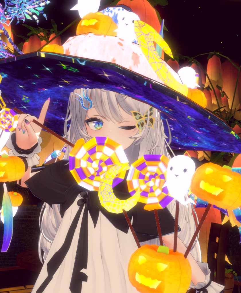 VRC想定　おしゃれな帽子＆ハロウィン魔女帽子ver1.1（Happy Halloween!!）