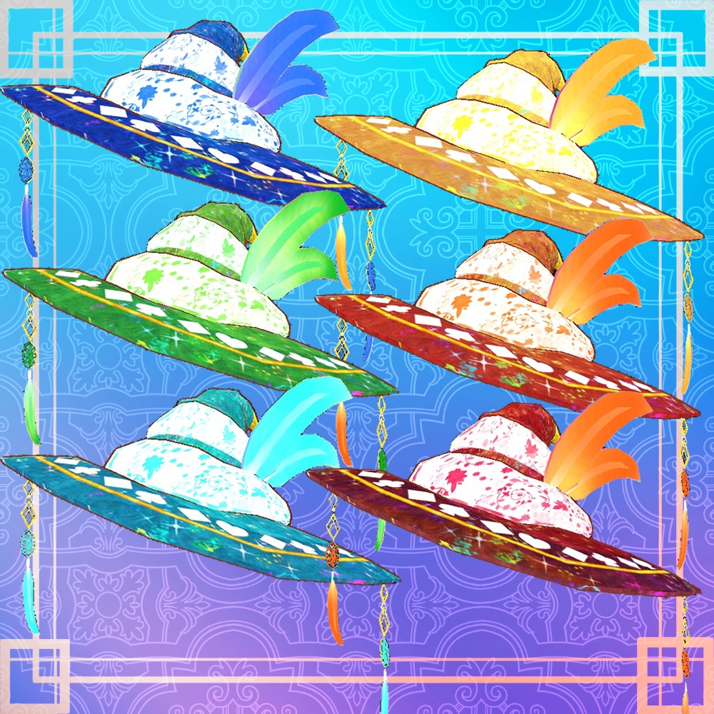 VRC想定 おしゃれな帽子&ハロウィン魔女帽子ver1.2(Happy Halloween!!)