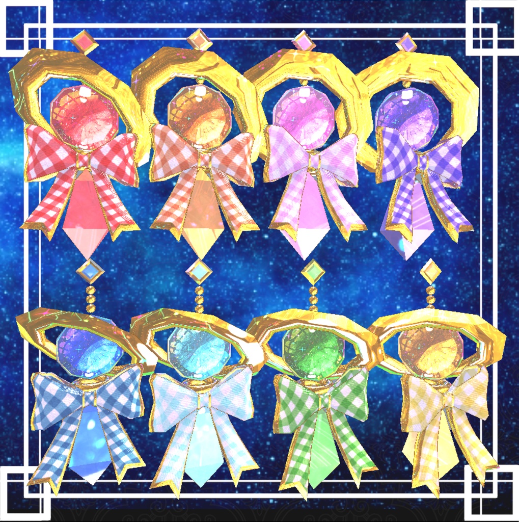 VRC想定 惑星イヤリング(リボン)ver1.0 #white72