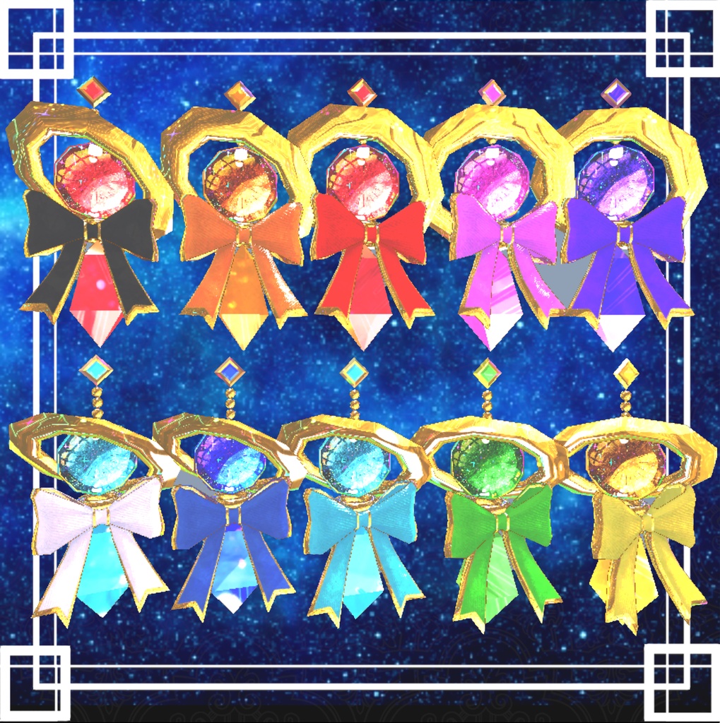 VRC想定 惑星イヤリング(リボン)ver1.0 #white72