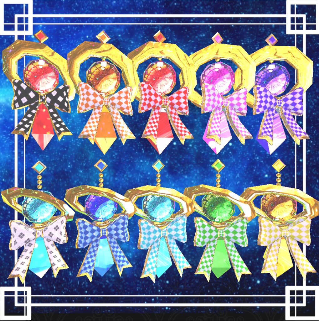 VRC想定 惑星イヤリング(リボン)ver1.0 #white72