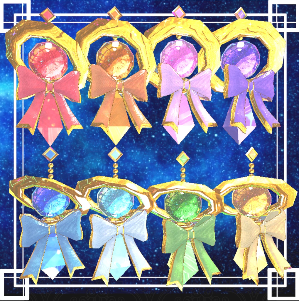 VRC想定 惑星イヤリング(リボン)ver1.0 #white72