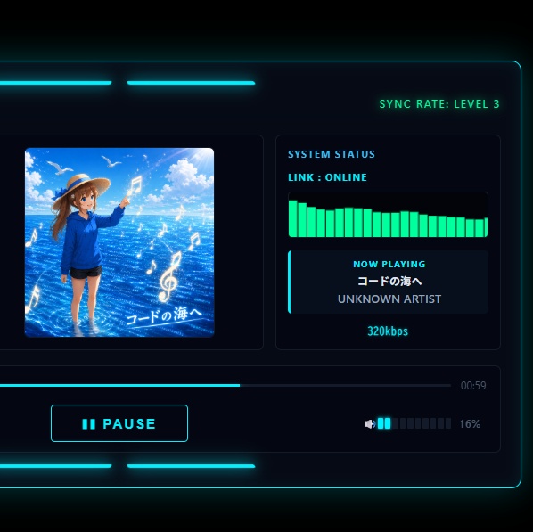 QUANTUM AUDIO DECK - サイバーパンク風・デスクトップオーディオプレイヤー