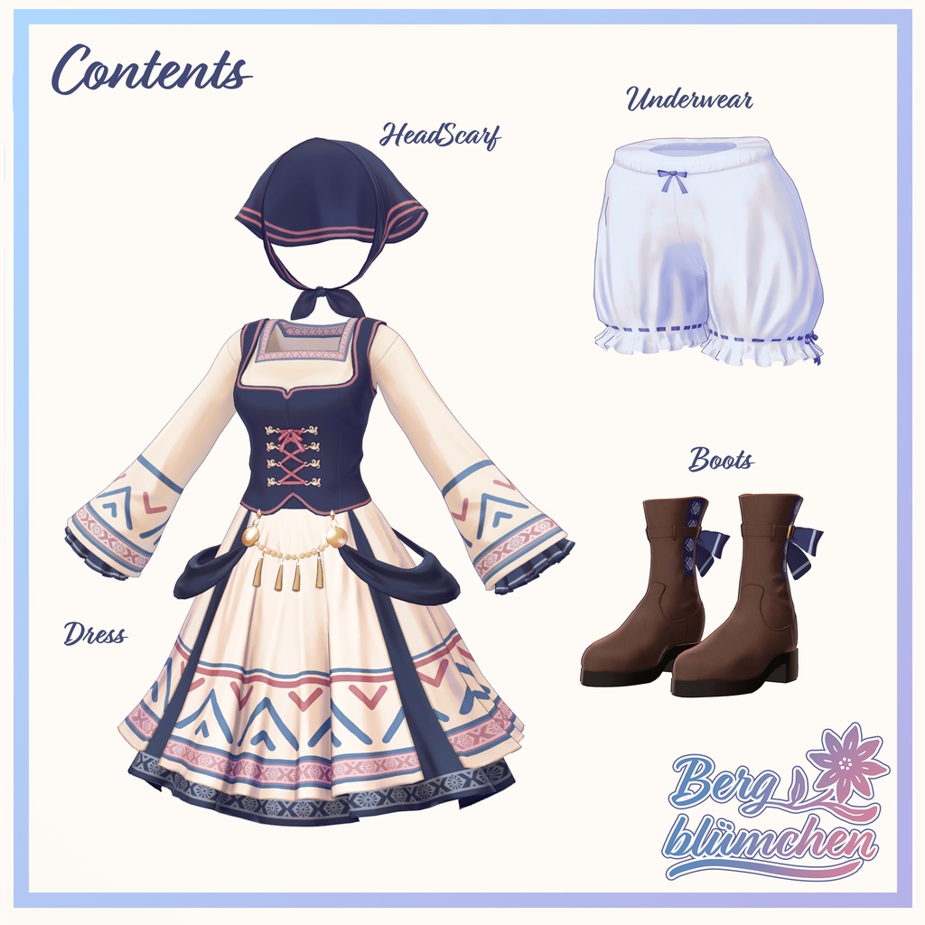 VRChat向け衣装 Bergblümchen【9アバター対応】