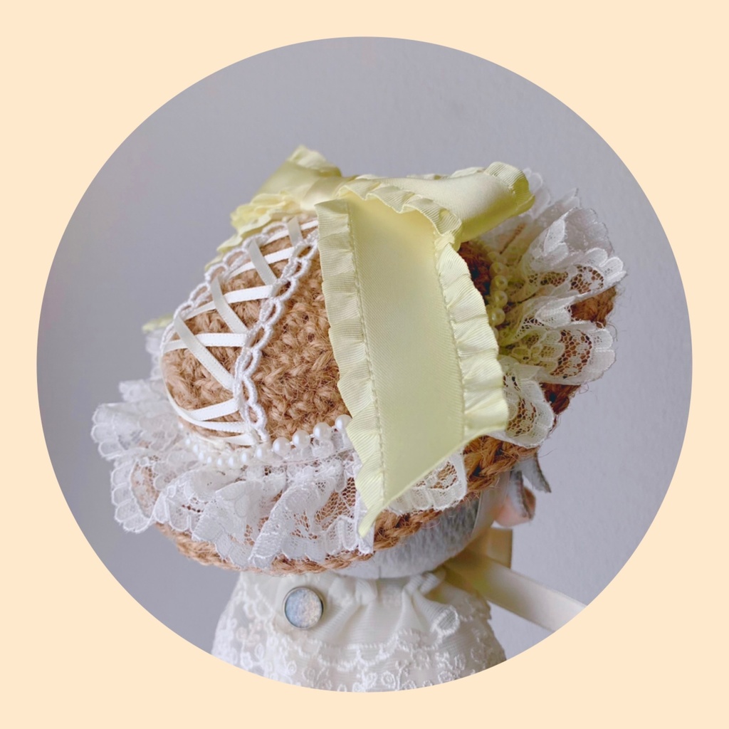 カンカン帽子・イエローXブラウン (カラー変更可能)