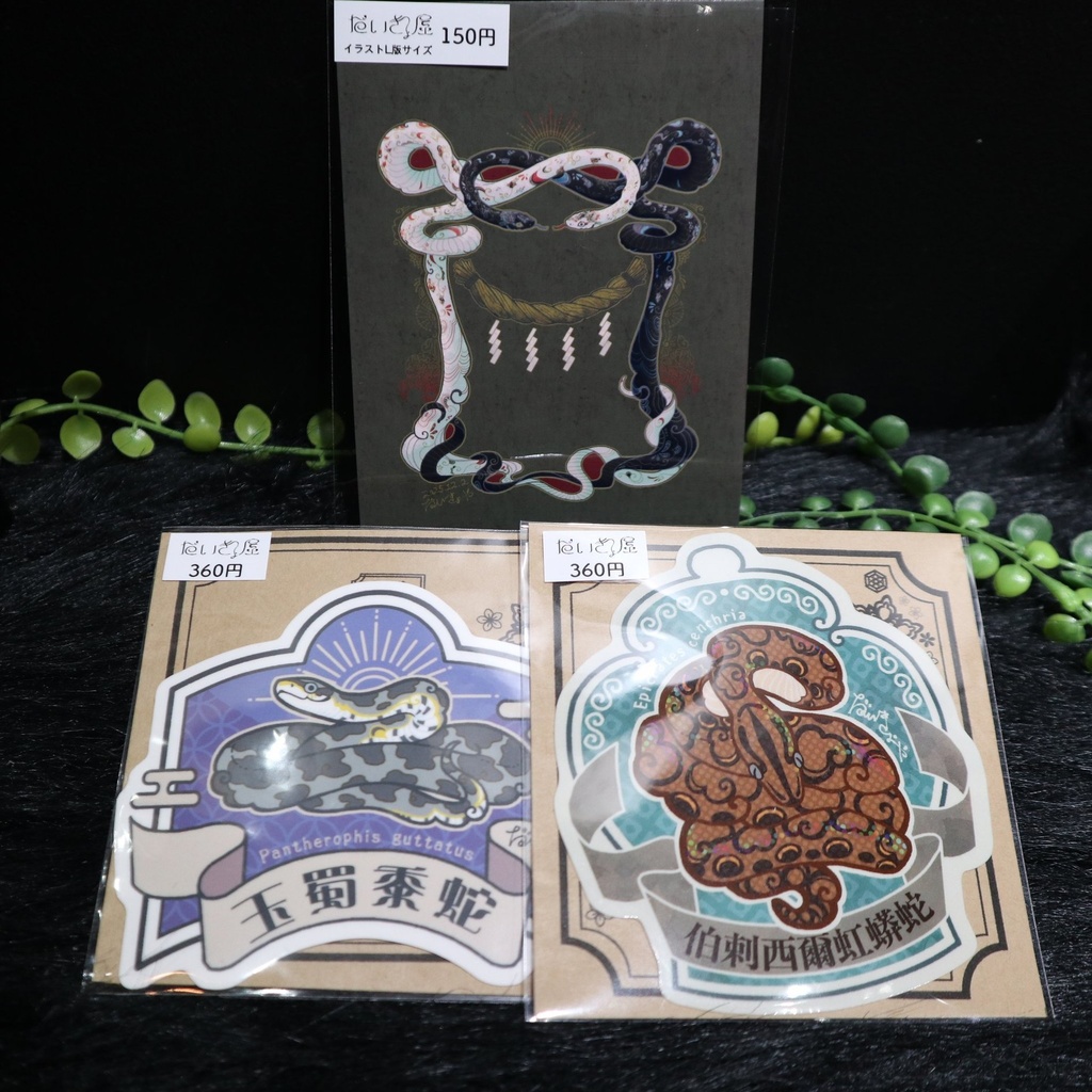 蛇ステッカー＆イラストカード / だいきょ屋