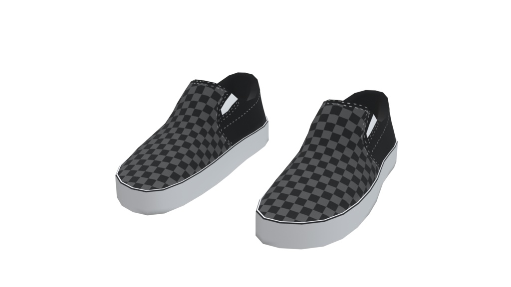 grey checkered slip-on shoes