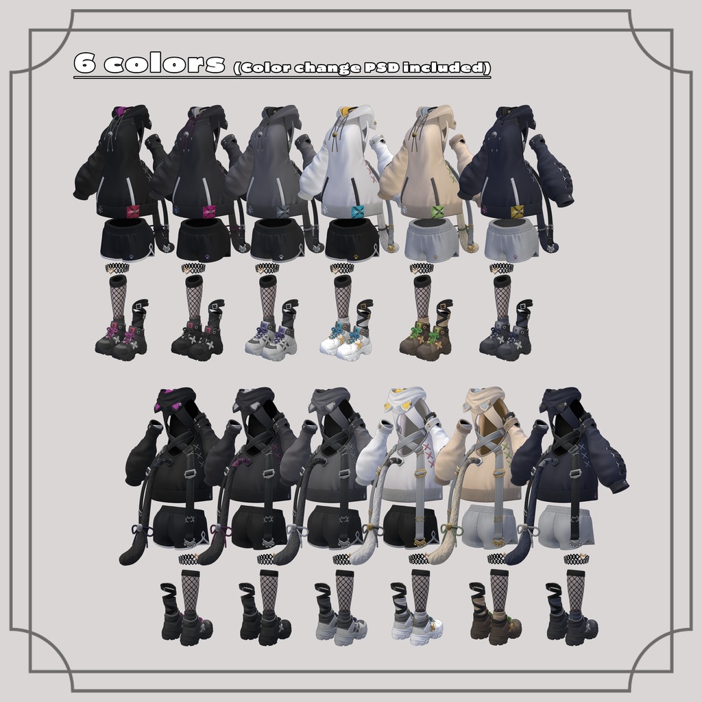 【7アバター対応】- CROSS - CAT HOODIE