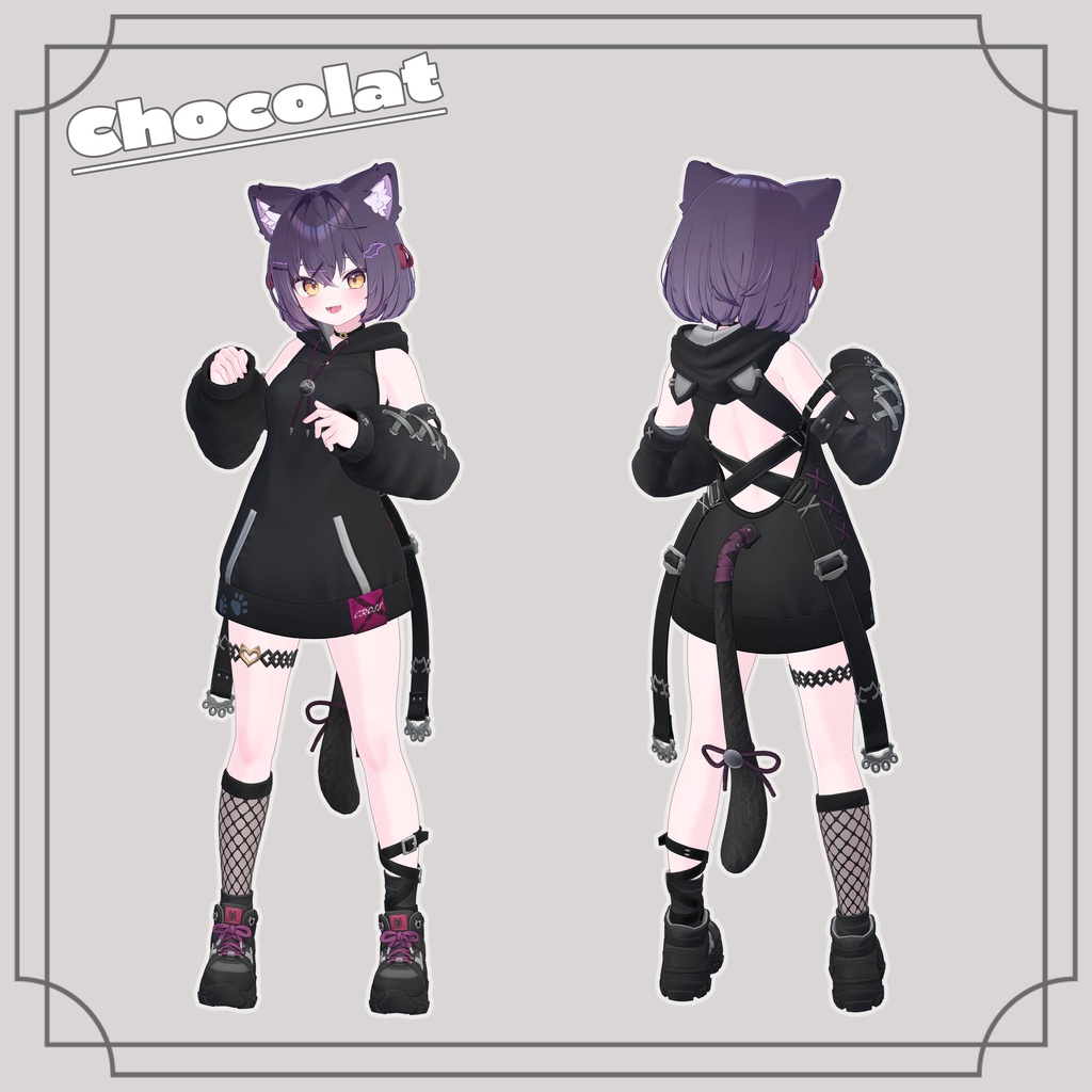 【7アバター対応】- CROSS - CAT HOODIE