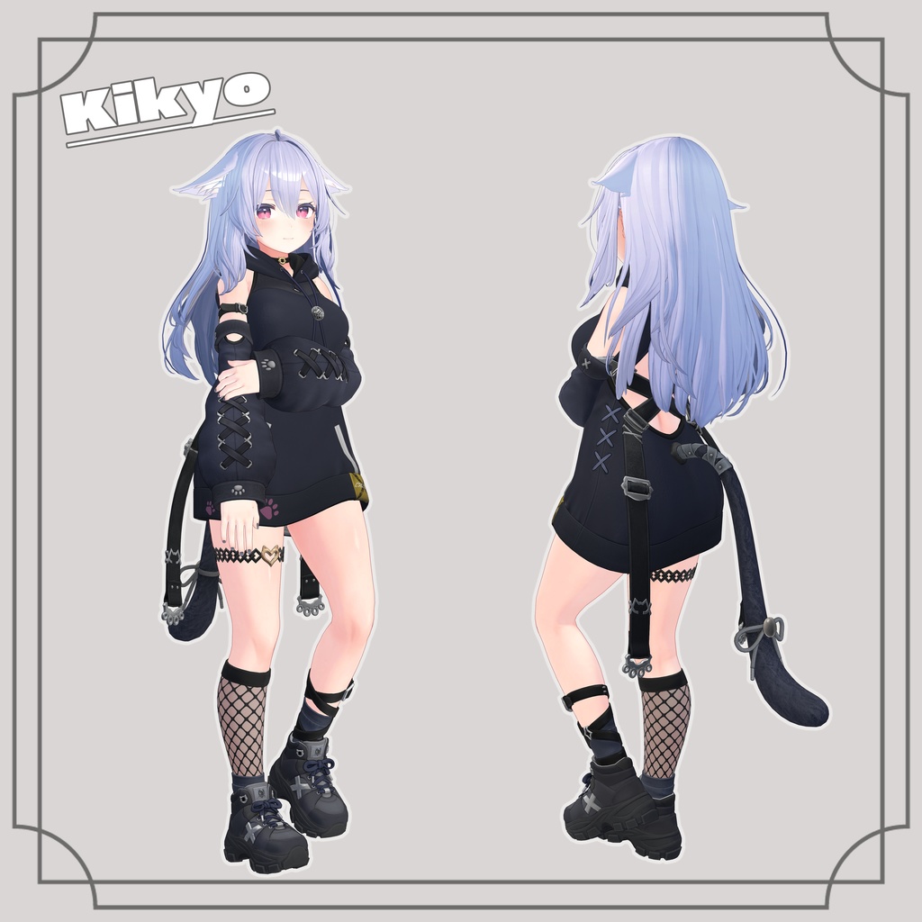 【7アバター対応】- CROSS - CAT HOODIE