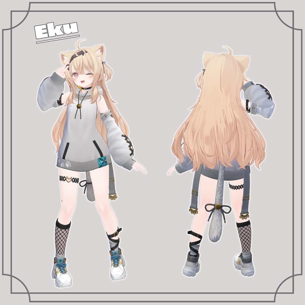 【7アバター対応】- CROSS - CAT HOODIE