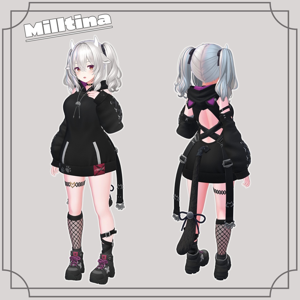 【7アバター対応】- CROSS - CAT HOODIE