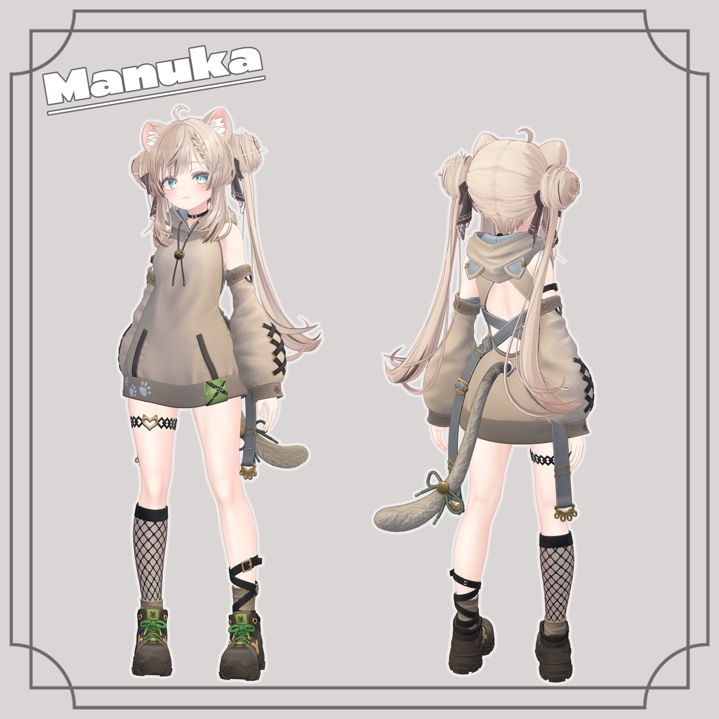 【7アバター対応】- CROSS - CAT HOODIE