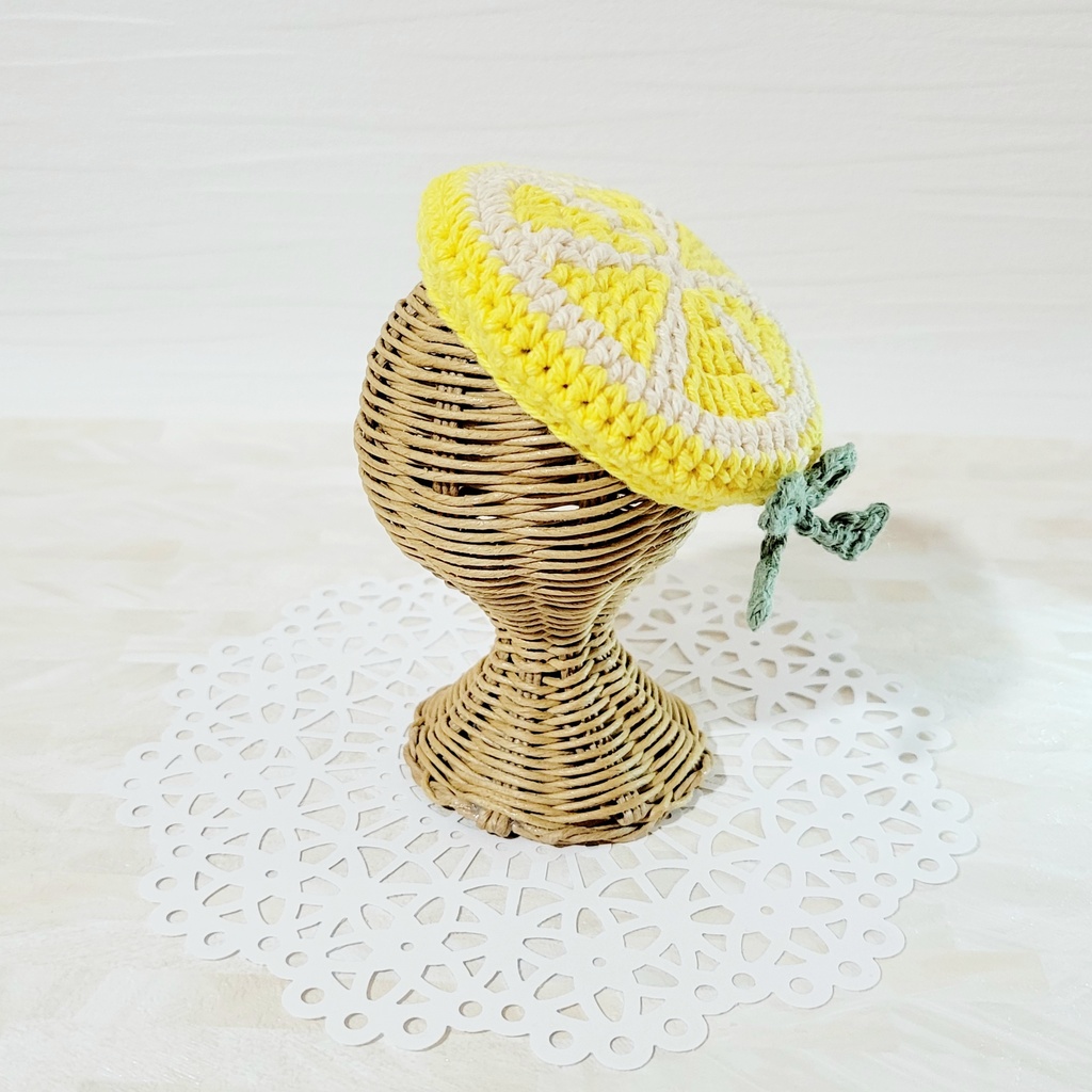 【小さめ】レモン🍋&オレンジ🍊ベレー帽