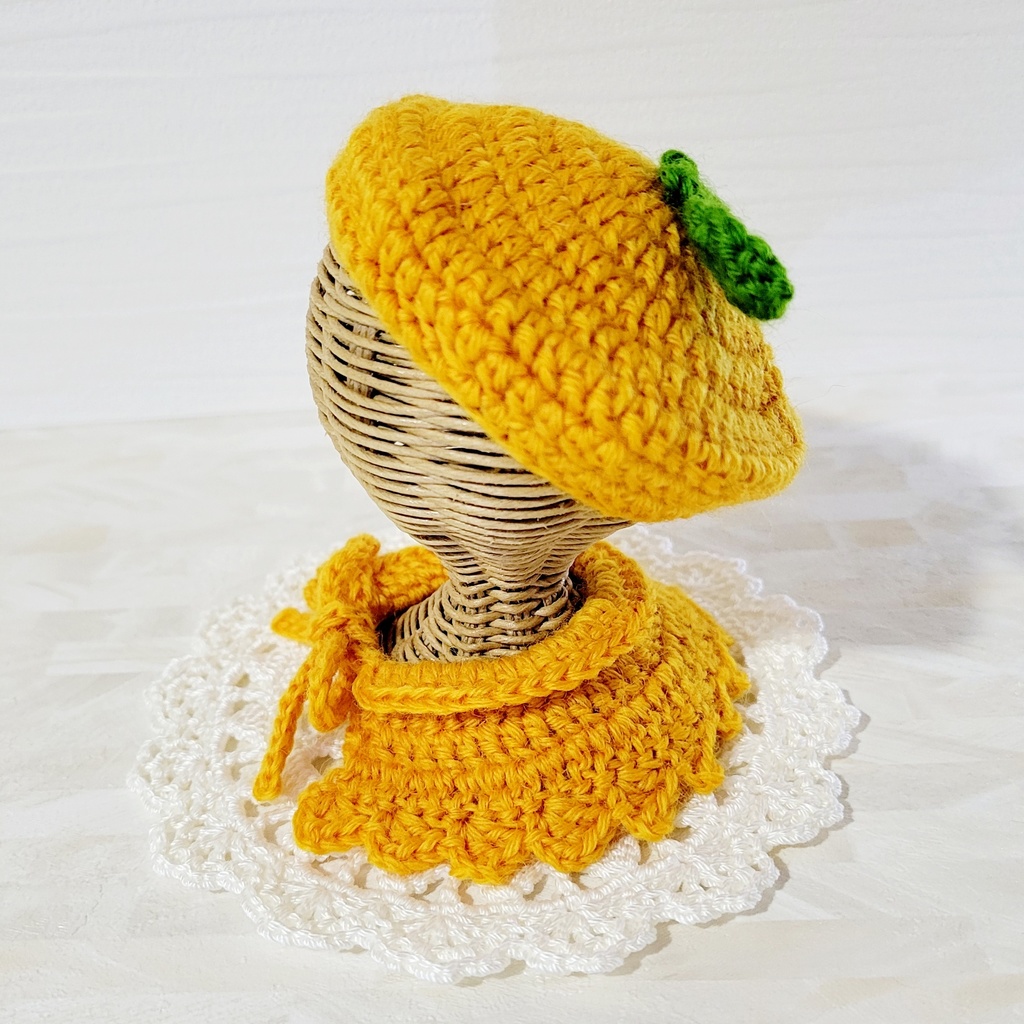 みかん&ゆず ベレー帽とケープのセット