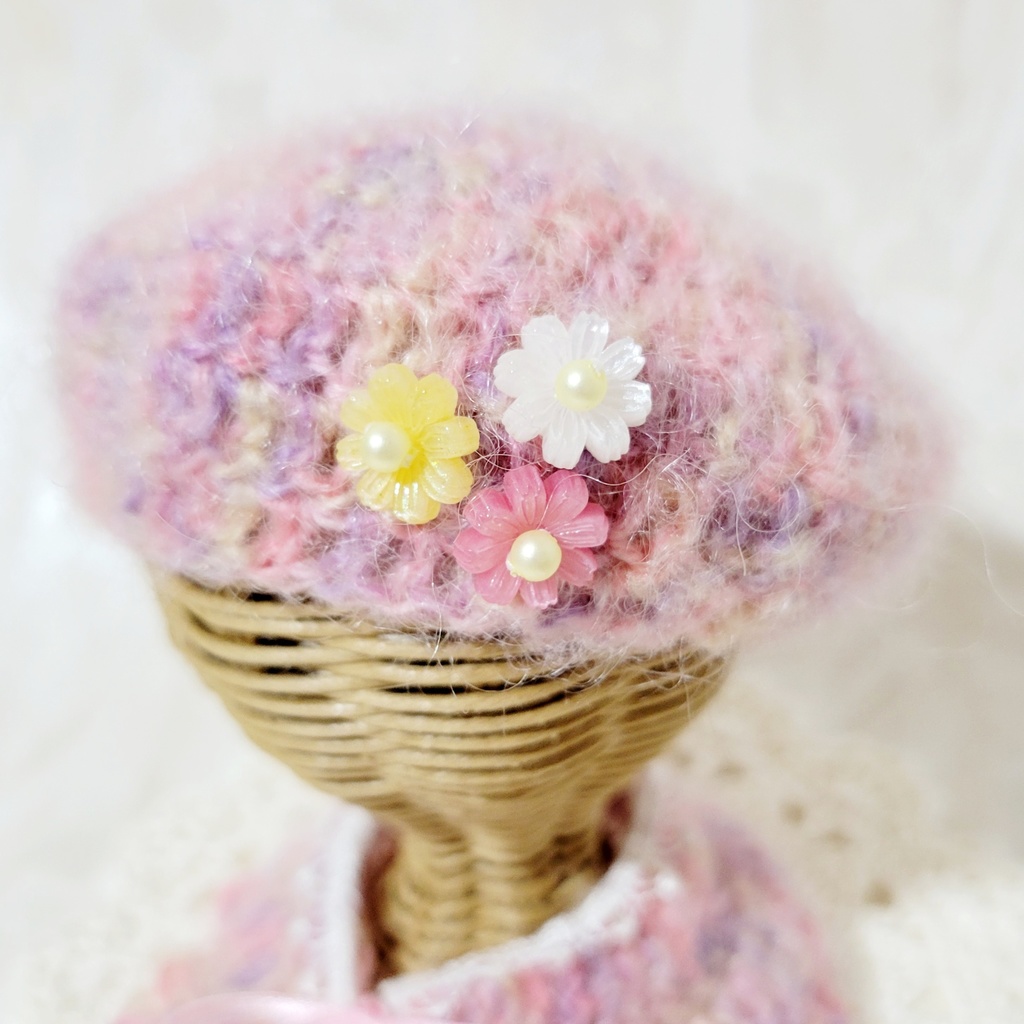 秋桜のベレー帽&ケープ