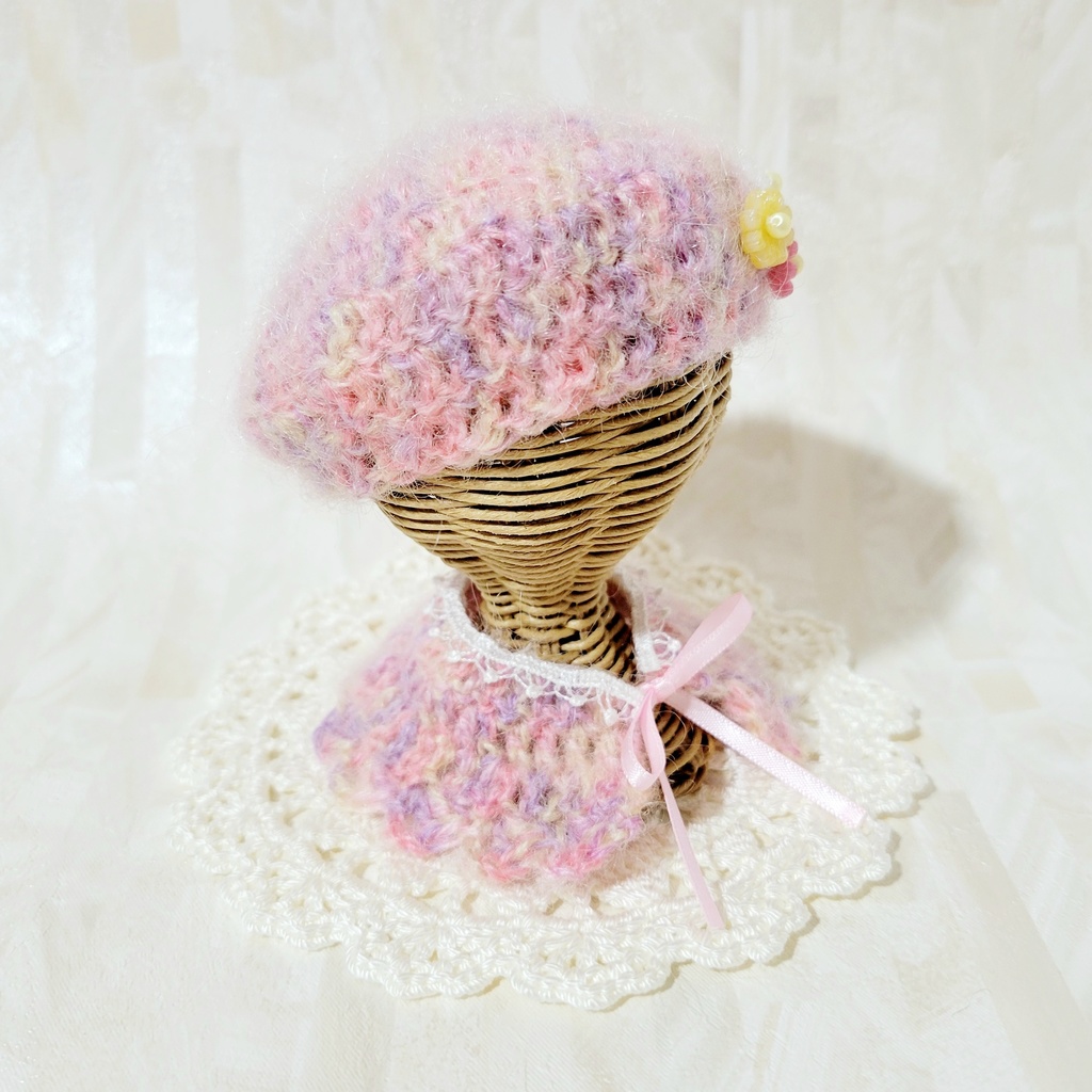 秋桜のベレー帽&ケープ