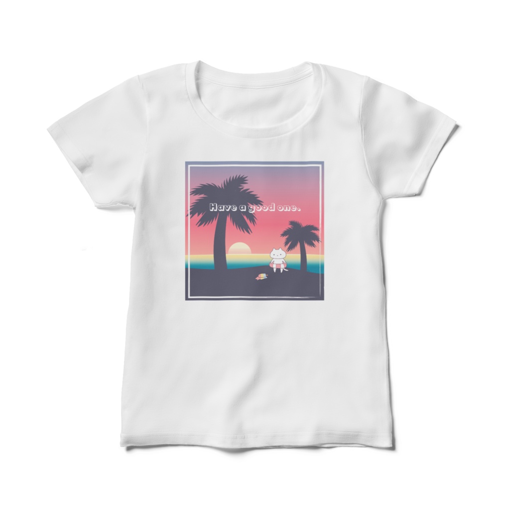 サンセットねこレディースTシャツ