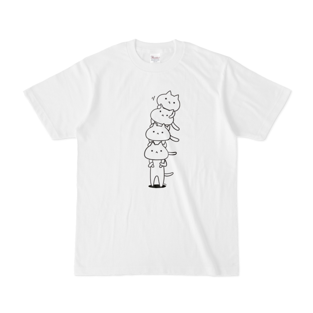 肩車ねこ白Tシャツ