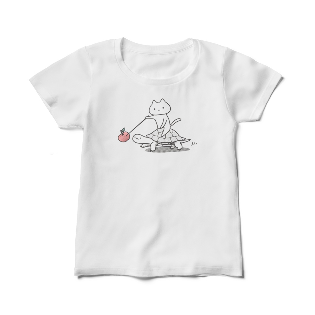 カメとおさんぽねこレディースTシャツ