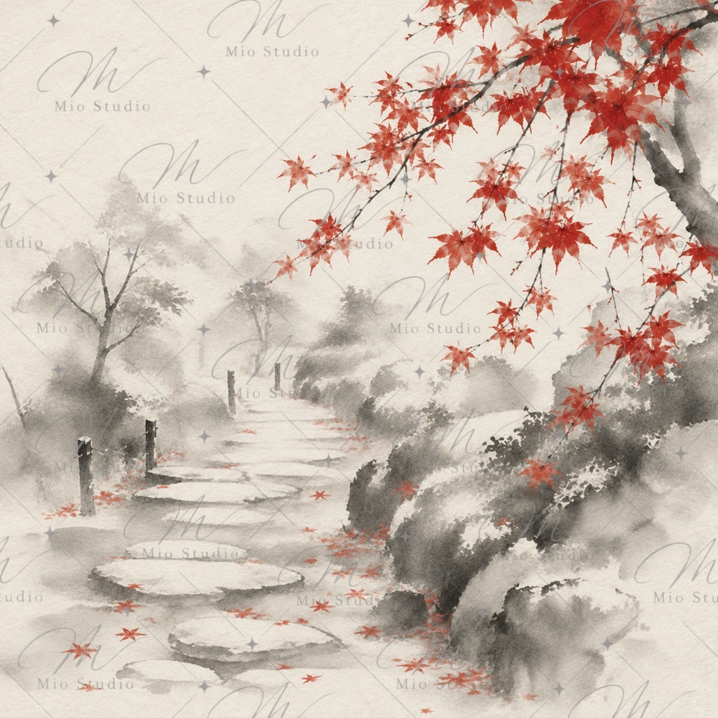 JAPANESE MAPLE|和風背景素材・デジタルペーパー12枚|紅葉・水彩・和紙