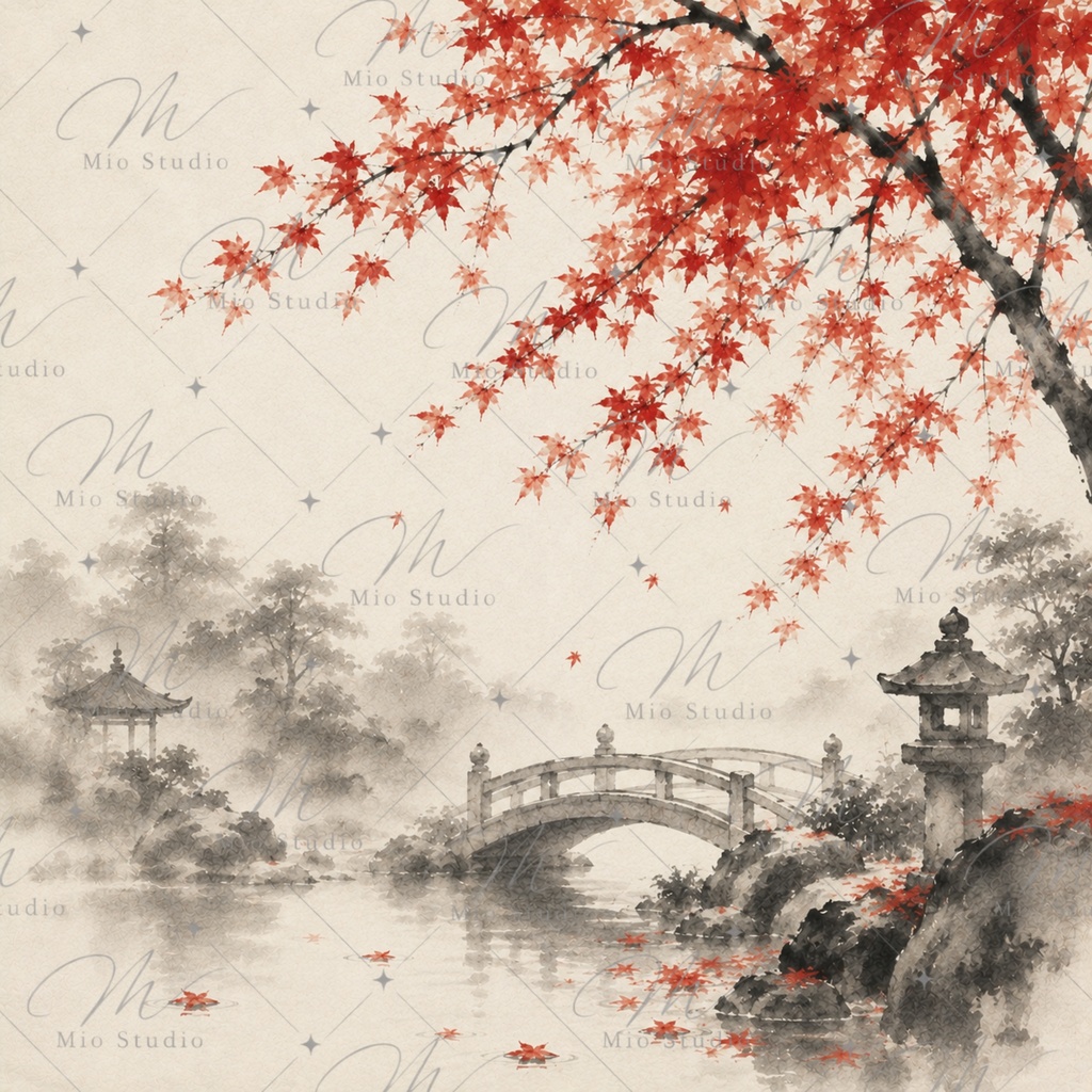 JAPANESE MAPLE|和風背景素材・デジタルペーパー12枚|紅葉・水彩・和紙