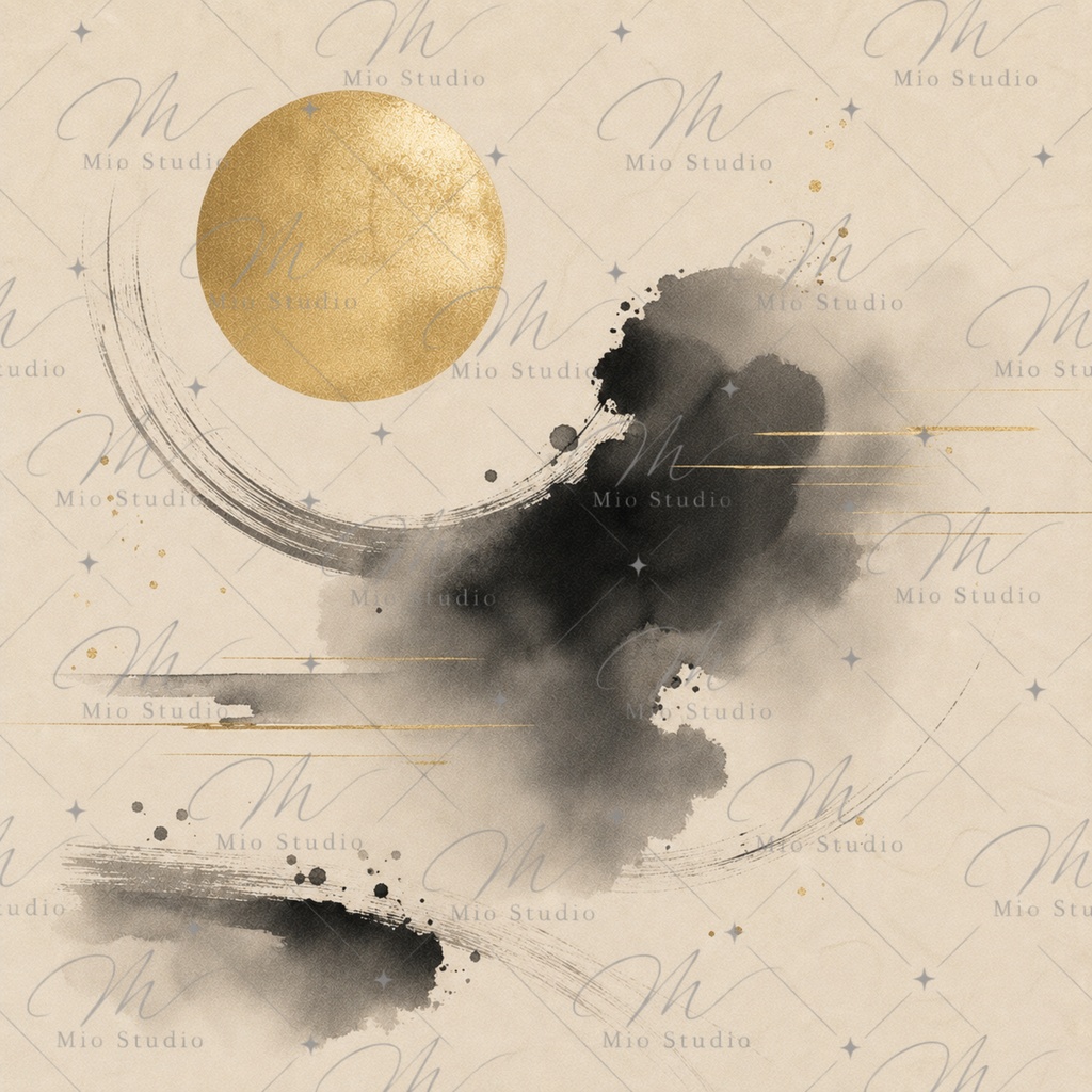 AUTUMN MOON|和風背景素材・デジタルペーパー12枚|月・すすき・墨絵・和紙