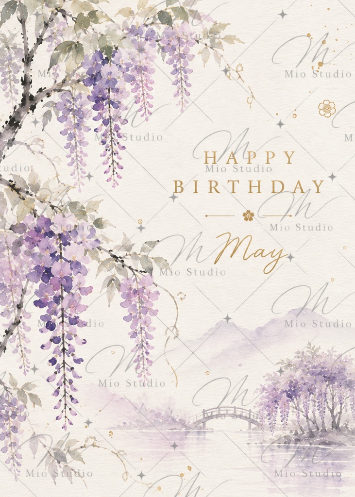 「12か月のバースデーカード|季節の水彩画 Birthday Card 12枚セット」