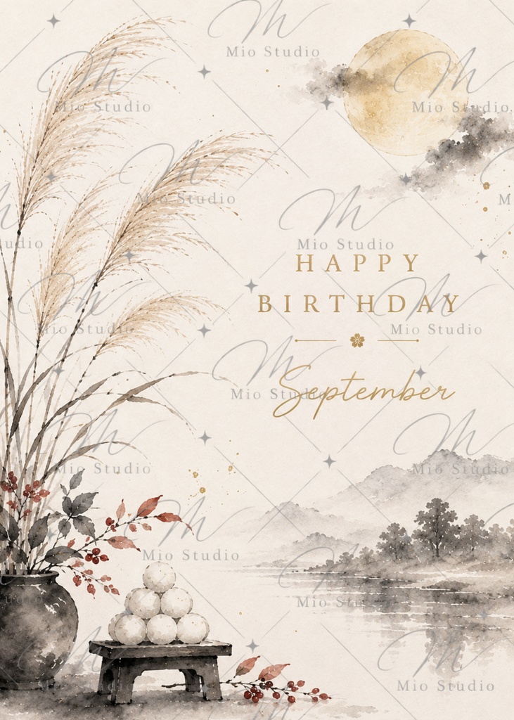 「12か月のバースデーカード|季節の水彩画 Birthday Card 12枚セット」
