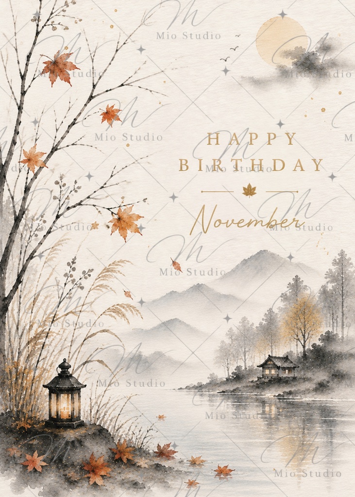 「12か月のバースデーカード|季節の水彩画 Birthday Card 12枚セット」