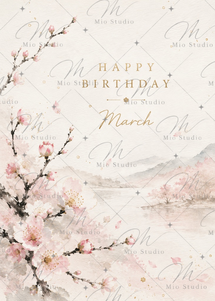 「12か月のバースデーカード|季節の水彩画 Birthday Card 12枚セット」
