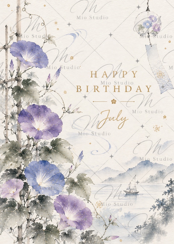 「12か月のバースデーカード|季節の水彩画 Birthday Card 12枚セット」