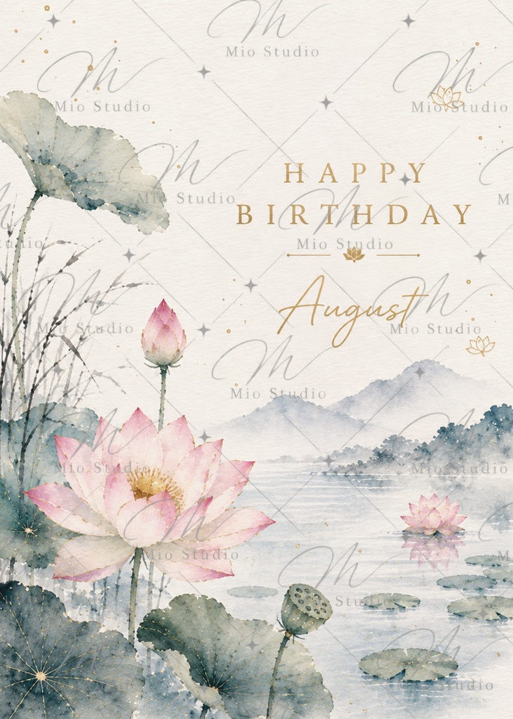 「12か月のバースデーカード|季節の水彩画 Birthday Card 12枚セット」