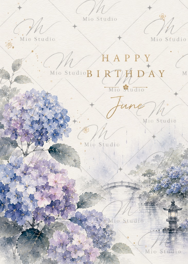 「12か月のバースデーカード|季節の水彩画 Birthday Card 12枚セット」