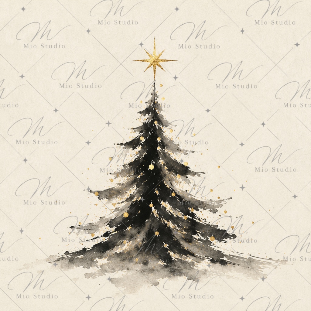 JAPANESE CHRISTMAS|墨絵×和紙のクリスマス デジタルペーパー 12枚セット