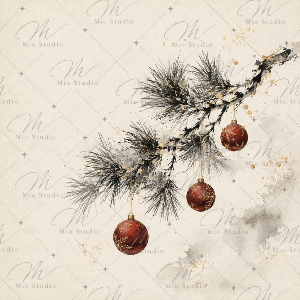 JAPANESE CHRISTMAS|墨絵×和紙のクリスマス デジタルペーパー 12枚セット