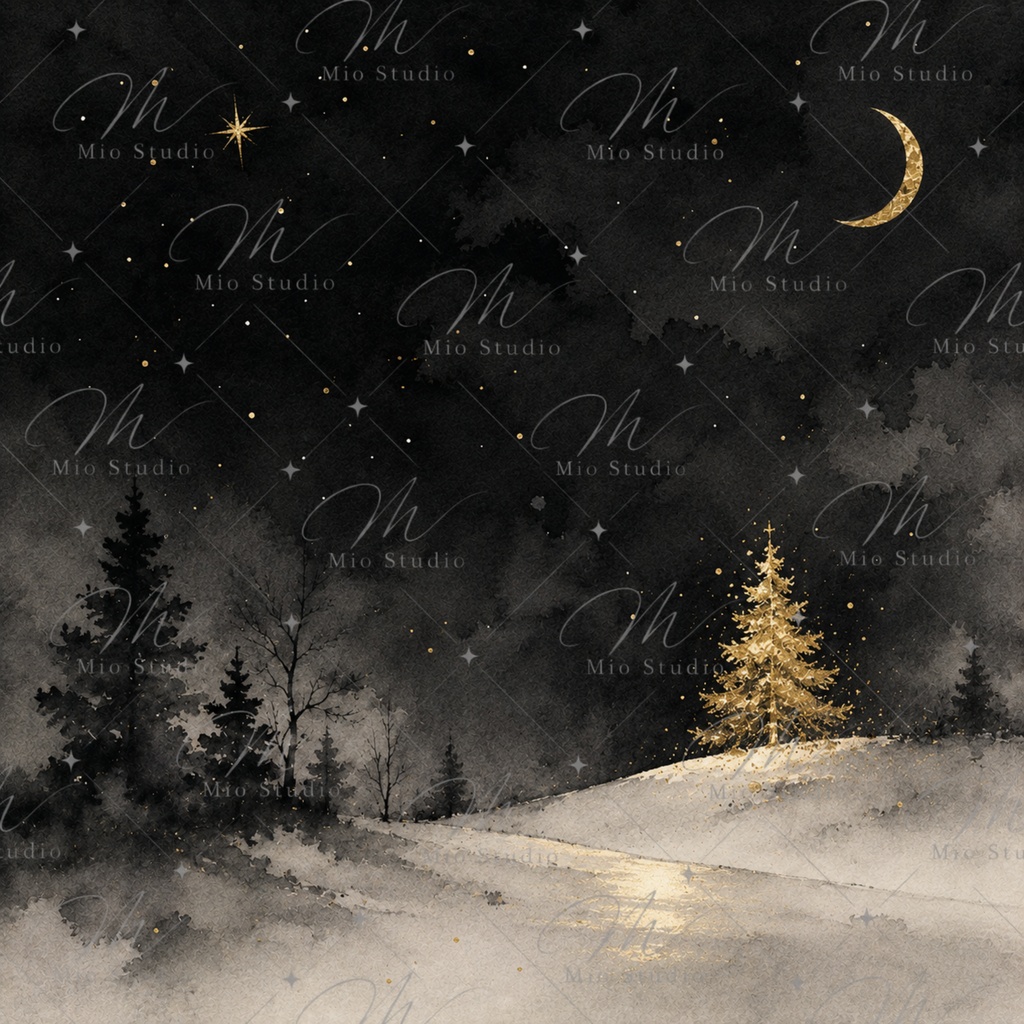 JAPANESE CHRISTMAS|墨絵×和紙のクリスマス デジタルペーパー 12枚セット