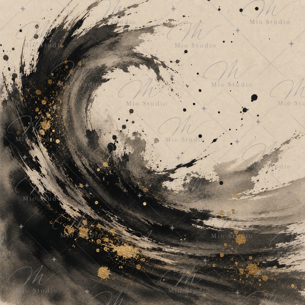 SUMI-E DRAGON|墨絵の龍 デジタルペーパー 12枚セット