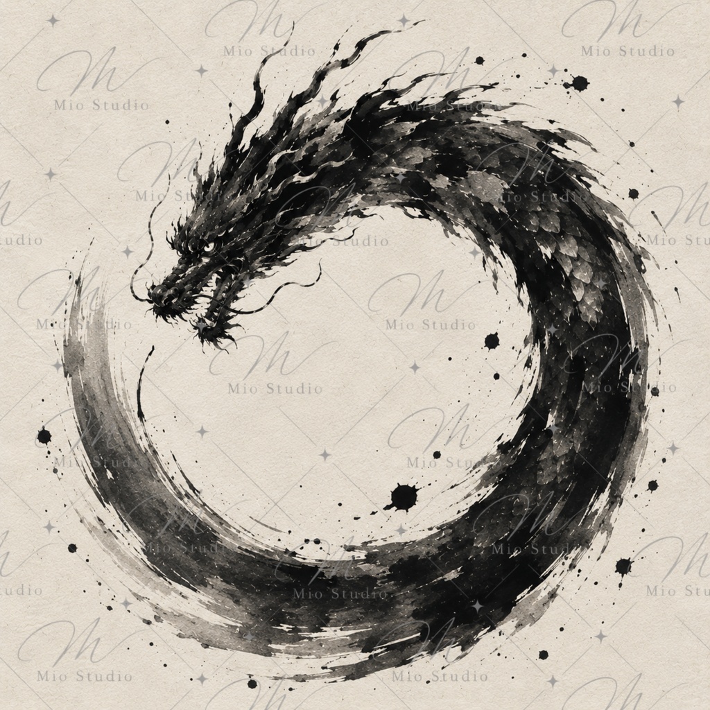 SUMI-E DRAGON|墨絵の龍 デジタルペーパー 12枚セット